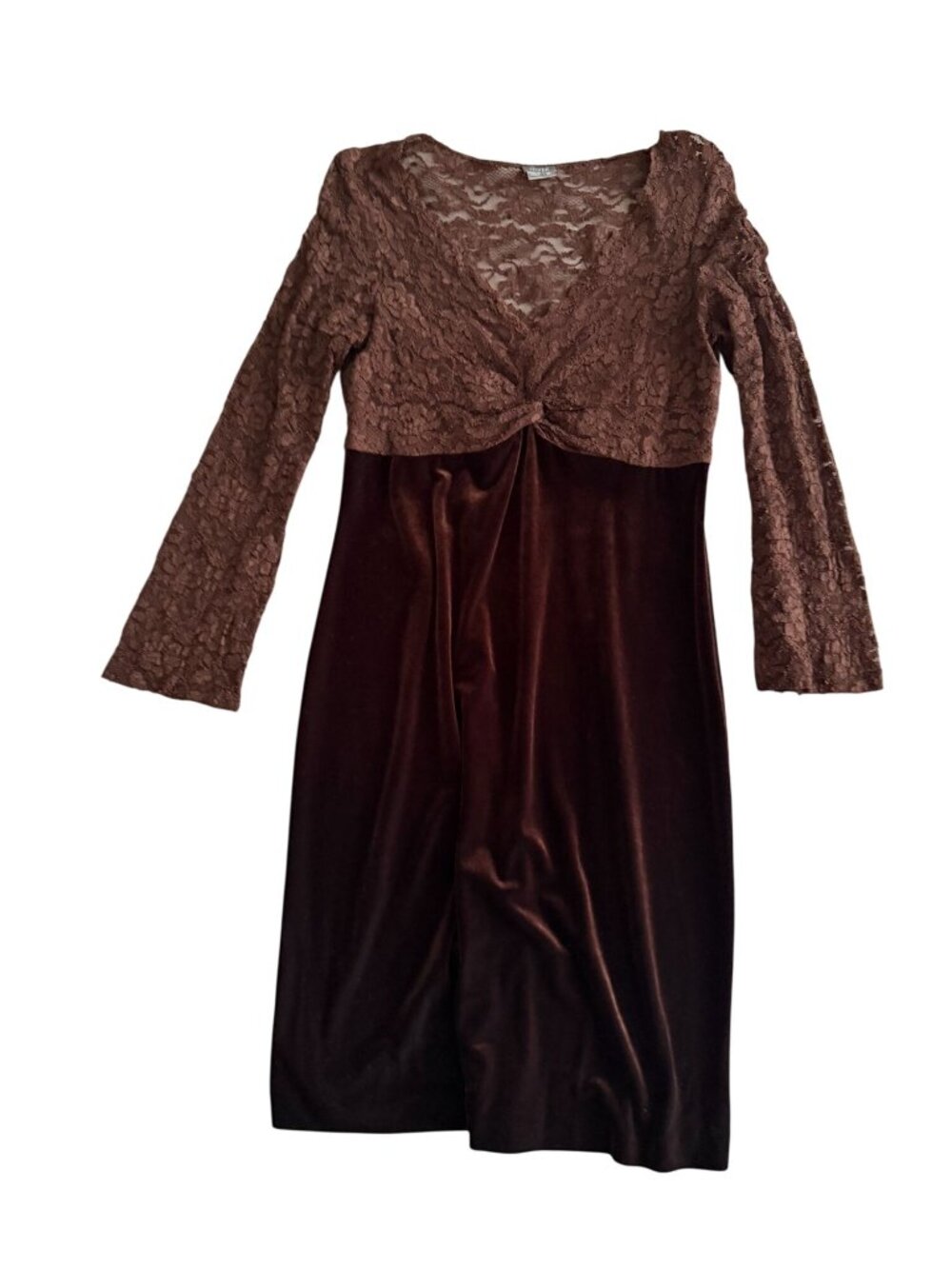 MUSE Brown Velvet Lace Cocktail Dress Size 10 - Picture 8 of 9